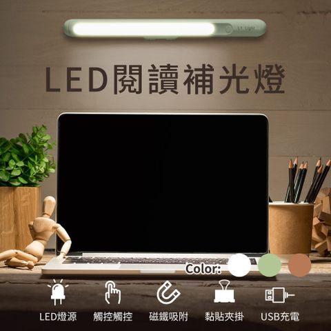 【橘能生活美學】LED閱讀補光燈磁吸LED燈 呼吸燈 補光燈 USB充電 燈體180度旋轉