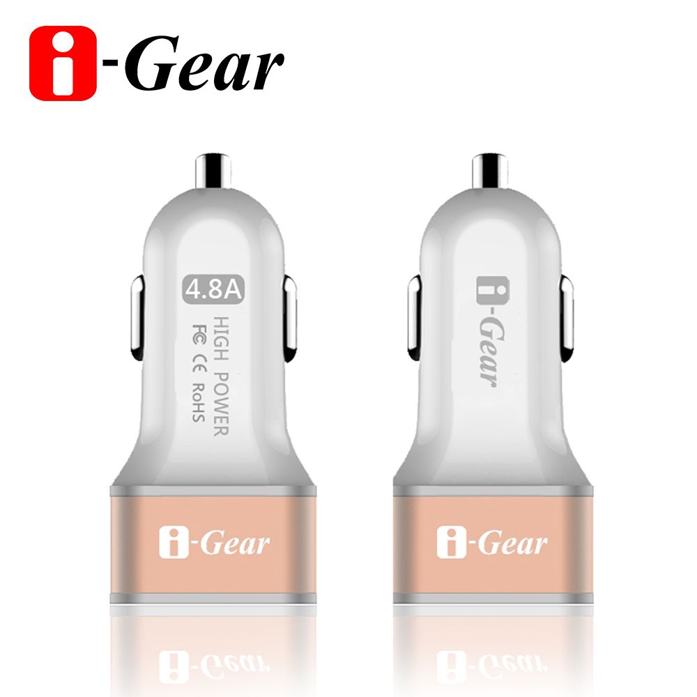 i-Gear 艾吉爾 精緻小巧雙IC控流 4.8A大電流輸出 4.8A大電流 雙USB車用充電器(白)