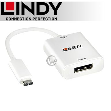 支援Thunderbolt 3 Type-C 介面影像輸出LINDY 林帝 主動式 USB3.1 Type-C to DisplayPort轉接器 (43245)