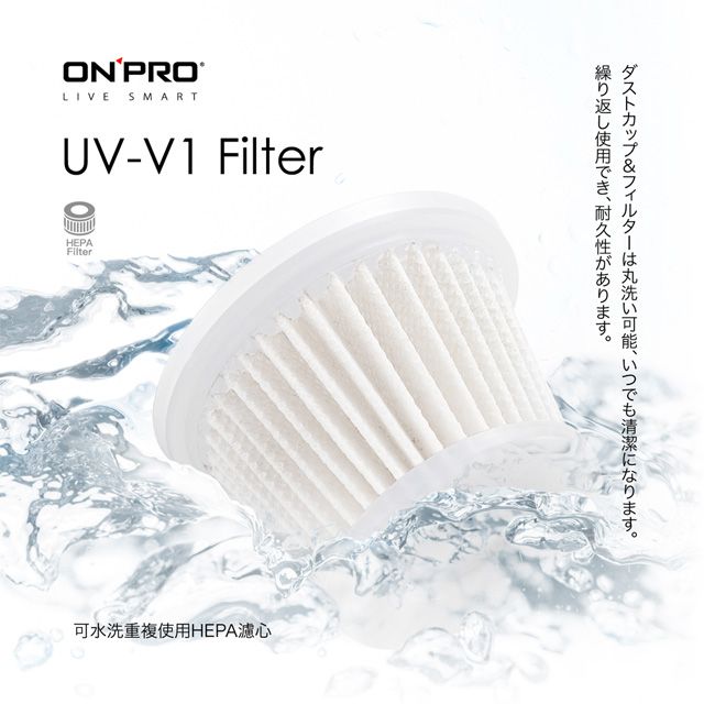 ONPRO  UV-V1 吸塵器專用-可水洗HEPA替換濾芯【二入裝】