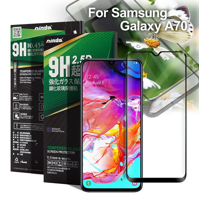 Samsung 三星 NISDA for   Galaxy A70 完美滿版玻璃保護貼-黑