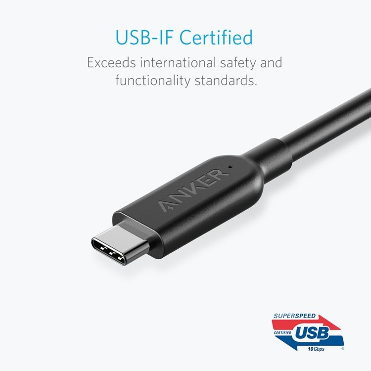 ANKER (90cm)美國 PowerLine II USB-C轉USB-C數據線Macbook傳輸線Switch充電線0.9米同步線A8485011