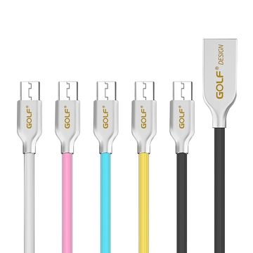 GoLF USB 2.0 轉 Micro USB 鋅合金接頭多彩細線(1M)