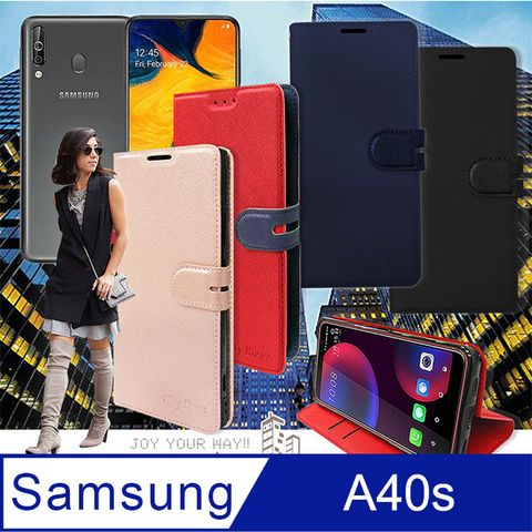 CITY都會風 三星 Samsung Galaxy A40s插卡立架磁力手機皮套 有吊飾孔