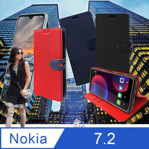 CITY都會風 for Nokia 7.2插卡立架磁力手機皮套 有吊飾孔
