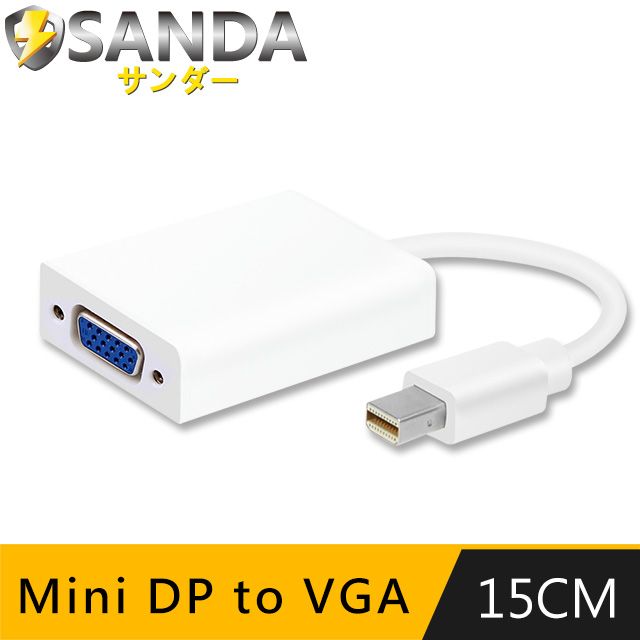 SANDA  Mini DisplayPort to VGA 螢幕/視頻轉接線(白)