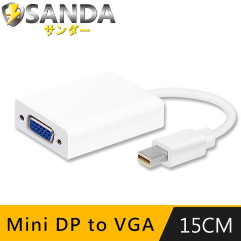 ★即插即用版★SANDA Mini DisplayPort to VGA 螢幕/視頻轉接線(白)