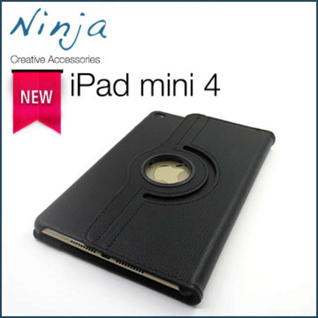 Ninja 東京御用 iPad mini 4專用360度調整型站立式保護皮套黑色