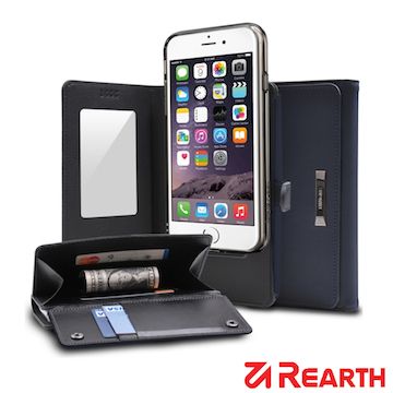 Ringke Wallet藍Rearth Apple iPhone 6 (Ringke Wallet)皮夾式真皮保護皮套(藍)