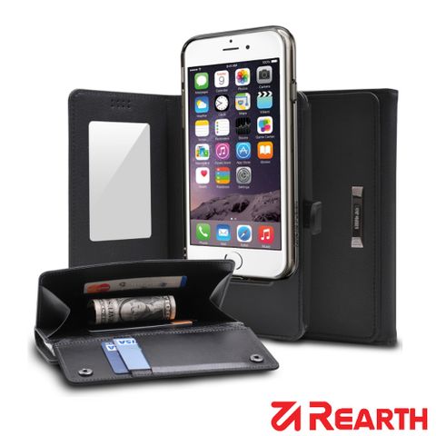 Ringke Wallet黑Rearth Apple iPhone 6 (Ringke Wallet)皮夾式真皮保護皮套(黑)
