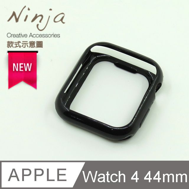 Ninja 東京御用 Apple Watch 4 (44mm)晶透款TPU清水保護套(黑色)