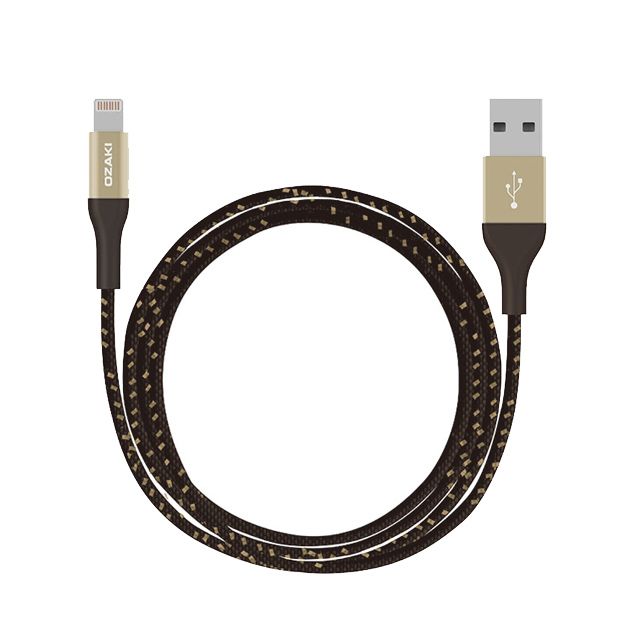 OZAKI  O!tool T-cable 1M USB to Lightning 超堅固編織棉線-金色