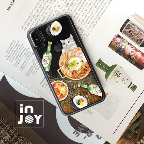INJOY mall iPhone 7 / 8 部隊貓吃泡菜 透明 閃亮 流沙手機殼
