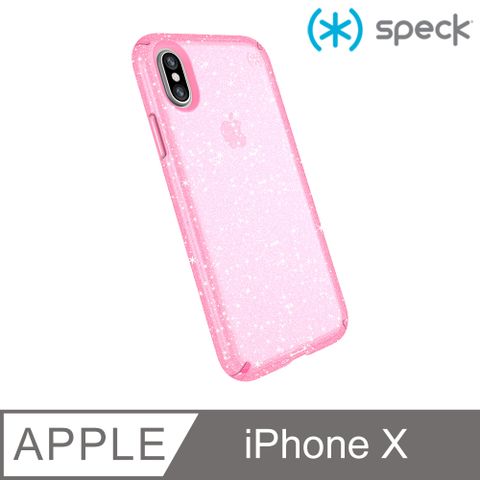 ★㊣超值搶購↘7折★Speck Presidio Clear+Glitter iPhone X/Xs 透色+金色玻璃水晶防摔保護殼-玫瑰粉
