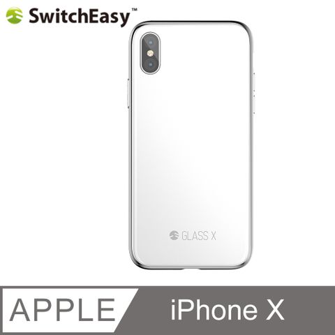 SwitchEasy 魚骨牌 Glass X for iPhone X 鉻金屬質感9H玻璃殼-白色