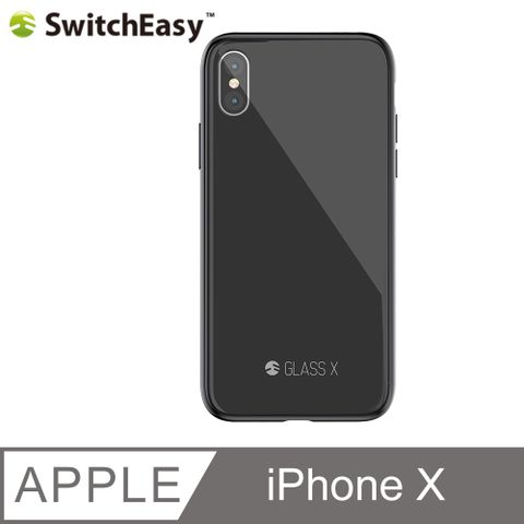 SwitchEasy 魚骨牌 Glass X for iPhone X 鉻金屬質感9H玻璃殼-黑色