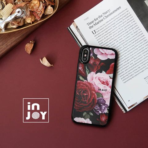 INJOY mall iPhone X 優雅綻放玫瑰 耐撞擊邊框手機殼