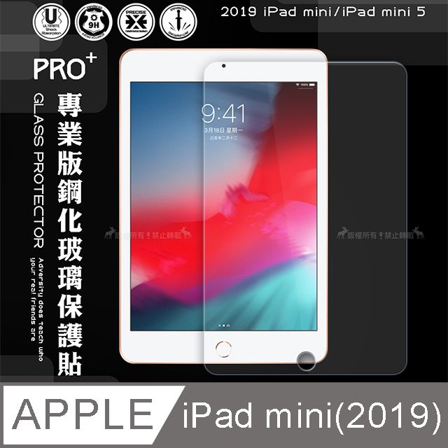  2019 iPad mini/iPad mini 5 專業版疏水疏油9H鋼化玻璃膜 平板玻璃貼