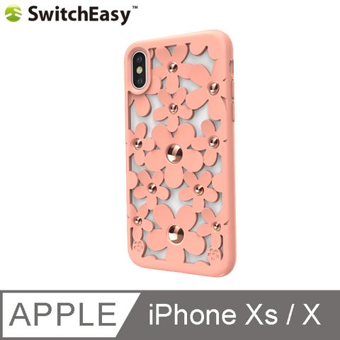 SwitchEasy 魚骨牌 Fleur iPhone Xs/X 3D花朵吸震防摔保護殼-粉色