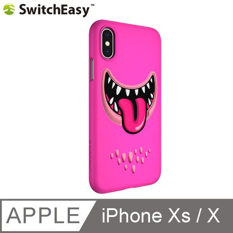 SwitchEasy 魚骨牌 Monsters iPhone Xs/X 3D笑臉怪獸保護殼-粉皮