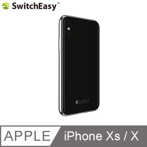 SwitchEasy 魚骨牌 Glass X for iPhone Xs/X 鉻金屬質感9H玻璃殼-黑色