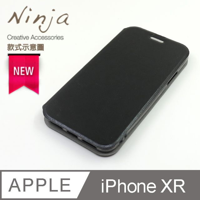 Ninja 東京御用 Apple iPhone XR (6.1吋)經典瘋馬紋保護皮套(黑色)