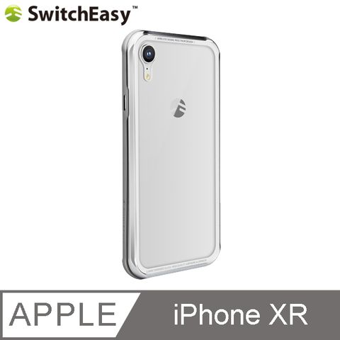 SwitchEasy 魚骨牌 iGlass iPhone XR TPU邊框+鋁框9H玻璃背蓋保護殼-銀色