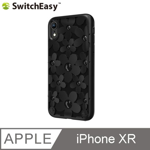 SwitchEasy 魚骨牌 Fleur iPhone XR 3D花朵吸震防摔保護殼-黑色