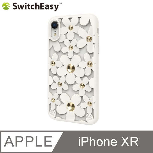 SwitchEasy 魚骨牌  Fleur iPhone XR 3D花朵吸震防摔保護殼-米白色