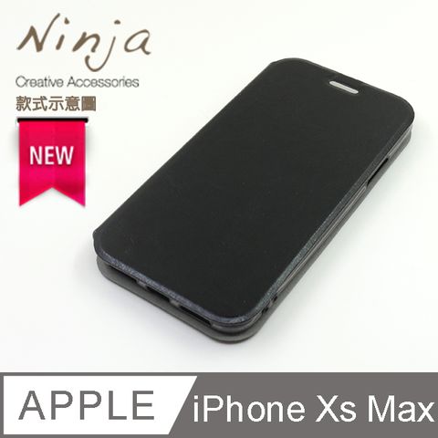 Ninja 東京御用 Apple iPhone Xs Max (6.5吋)經典瘋馬紋保護皮套(黑色)