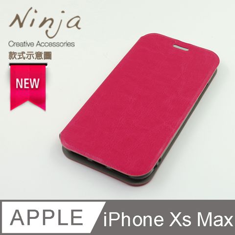 Ninja 東京御用 Apple iPhone Xs Max (6.5吋)經典瘋馬紋保護皮套(桃紅色)