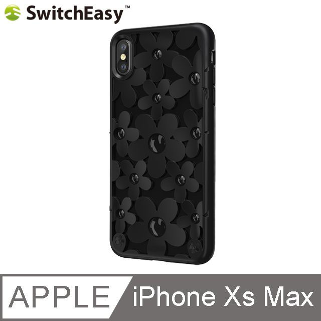 SwitchEasy 魚骨牌  Fleur iPhone XS Max 3D花朵吸震防摔保護殼-黑色