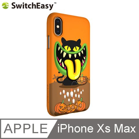 SwitchEasy 魚骨牌 Monsters iPhone Xs Max 3D笑臉怪獸保護殼-橘皮幽靈貓