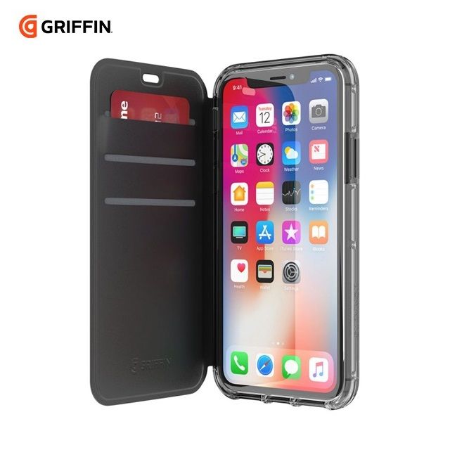 Griffin  Survivor Wallet iPhone Xs Max 黑色側翻透黑背蓋防摔皮套