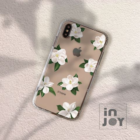 INJOY mall iPhone XS max 柔白香氛花朵防摔耐震亮面手機殼 保護殼