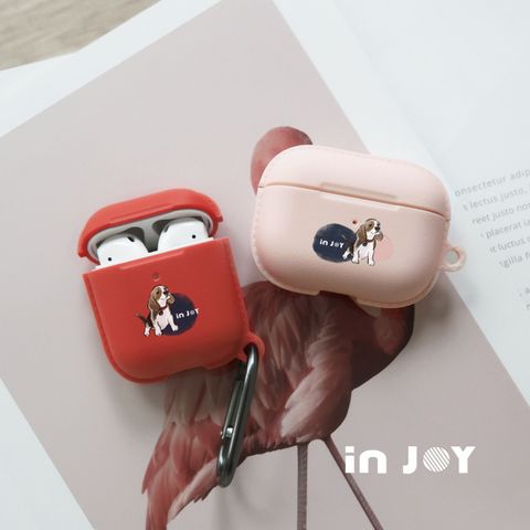 INJOY mall for AirPods 開朗米格魯 保護套 TPU收納盒 附掛勾