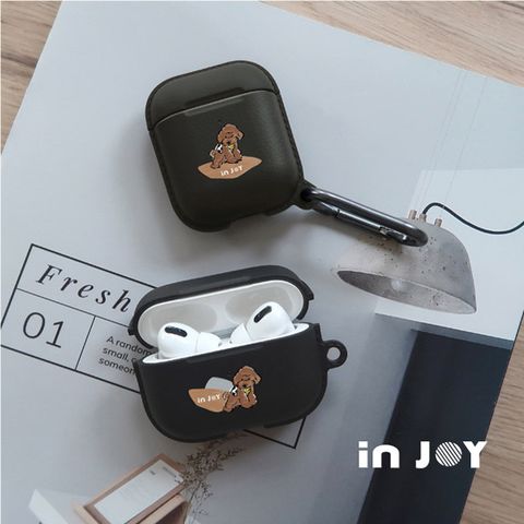 INJOY mall for AirPods 焦糖貴賓犬 保護套 TPU收納盒 附掛勾