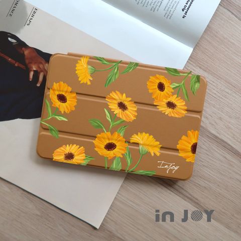 INJOY mall iPad Pro10.5 系列 Smart cover皮革平板保護套 無筆槽 溫柔金盞花款