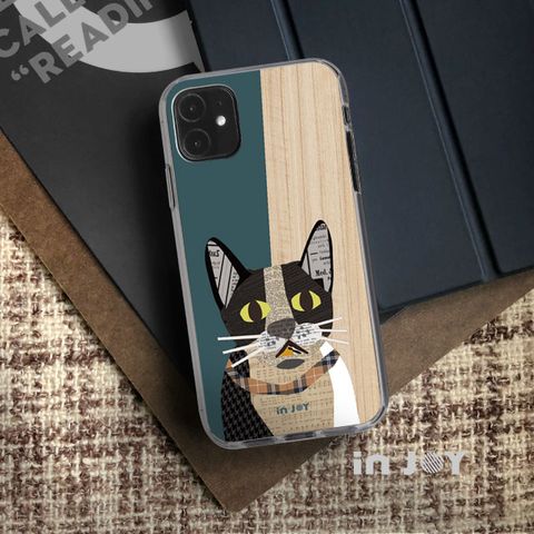 INJOY mall iPhone 7 / 8 Plus 格紋拼貼賓士貓透明 防摔手機殼 保護殼