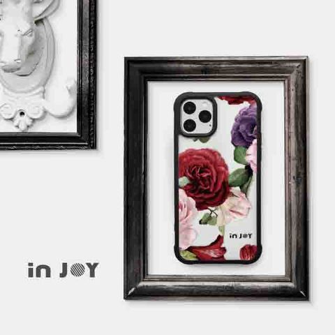 INJOY mall iPhone 7 / 8 質感玫瑰耐撞擊磨砂邊框手機殼 黑底款