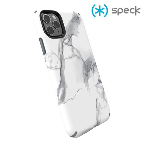 Speck Presidio Inked iPhone 11 Pro Max(6.5吋)白/灰色大理石圖案抗菌防摔保護殼