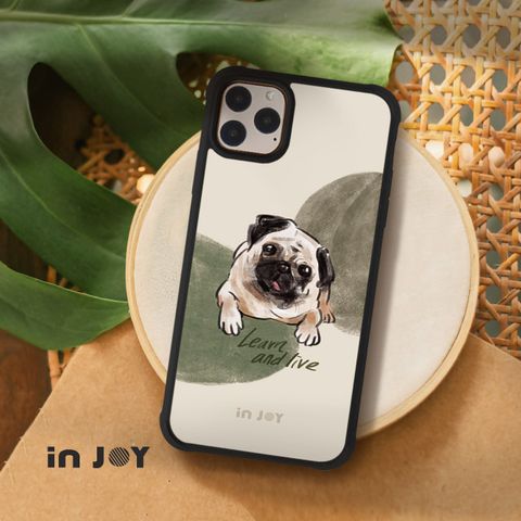 INJOY mall iPhone 11 Pro max 好好生活巴哥犬耐撞擊磨砂邊框手機殼