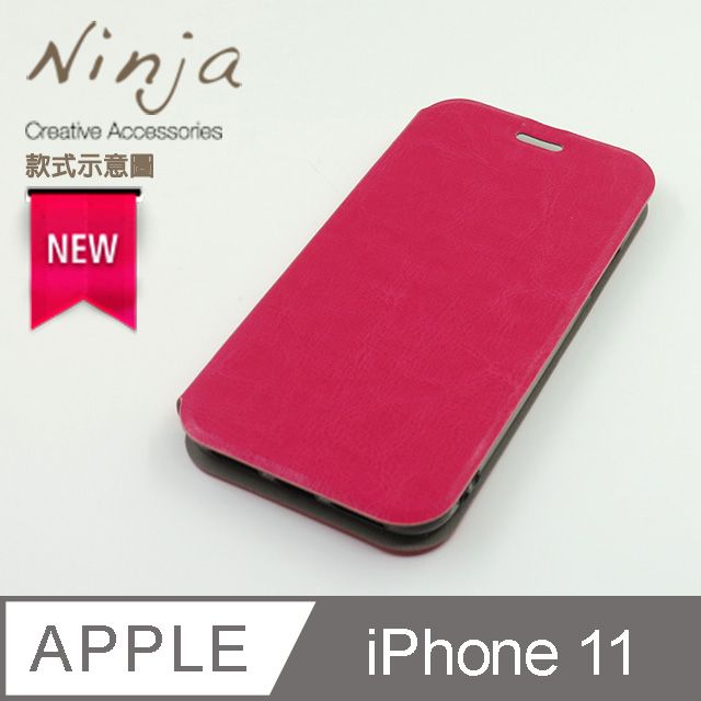 Ninja 東京御用 Apple iPhone 11 (6.1吋)經典瘋馬紋保護皮套(桃紅色)