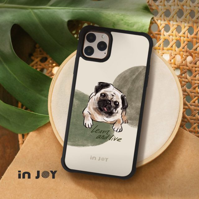 INJOY mall  iPhone 11 好好生活巴哥犬耐撞擊磨砂邊框手機殼