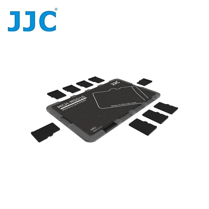 JJC 名片型10張T-FlashTF記憶卡收納盒(即放10張Micro SDMirco SDHC或Micro SDXC卡儲存盒)記憶卡儲藏盒保護盒放置盒,可放口袋皮夾錢包,隨身好攜帶