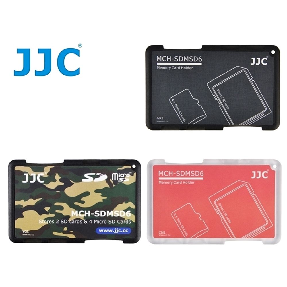 JJC (黑 紅 迷彩)名片型2張T-FlashTFSDSDHC或SDXC記憶卡和4張Micro SD卡收納儲存盒(可存共六張記憶卡)儲藏盒保護盒放置盒,可放口袋皮夾錢包,隨身好攜帶