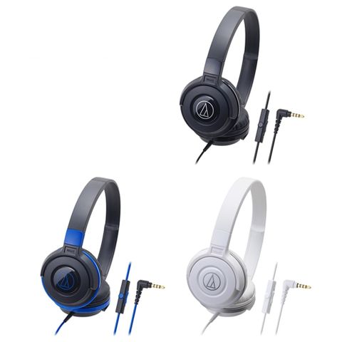 audio-technica 鐵三角 可折成平面耳罩式耳機ATH-S100iS含全指向麥克風(單邊出線;φ36mm驅動單元)適Android安卓Apple蘋果手機