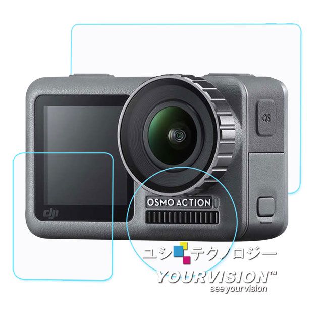 DJI 大疆   OSMO Action 相機鏡頭+(前後)雙螢幕 鋼化玻璃膜 螢幕貼(3片裝)