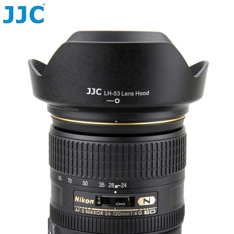 JJC 尼康副廠遮光罩LH-53適Nikkor AF-S DX 24-120mm F/4G可倒扣反裝F4G相容Nikon原廠遮光罩HB-53遮光罩1:4G