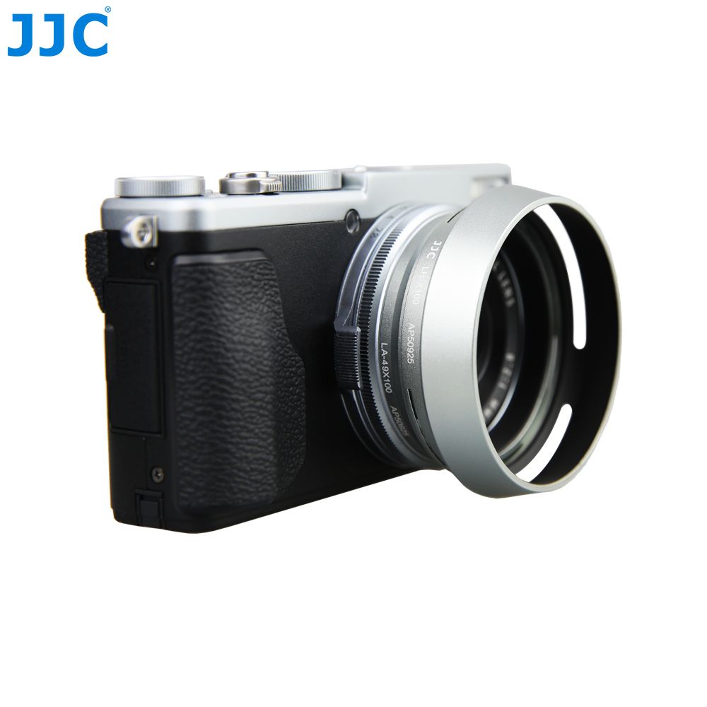 FUJIFILM 富士 JJC副廠LH-JX100遮光罩+AR-X100轉接環組LH-JX100 SILVER(轉成口徑49mm)太陽罩lens hood+ring適X100V X100F X100T X100S X100 X70